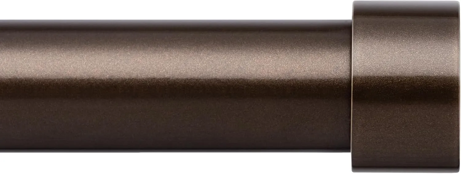 Zeerobee Curtain Rods for Windows 66 to 120, Bronze Curtain Rod, Adjustable 1 Inch Heavy Duty Outdoor/Indoor Modern Drapery Pole, 32"-120"