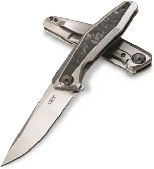 Zero Tolerance Sinkevich KVT Pocketknife; 3.4 Inch CPM 20CV Stainless Steel Blade, Bead Blasted and Machine Satin Finish, KVT Ball-Bearing System, Bead-Blasted Titanium Handle, Made in USA (0470)