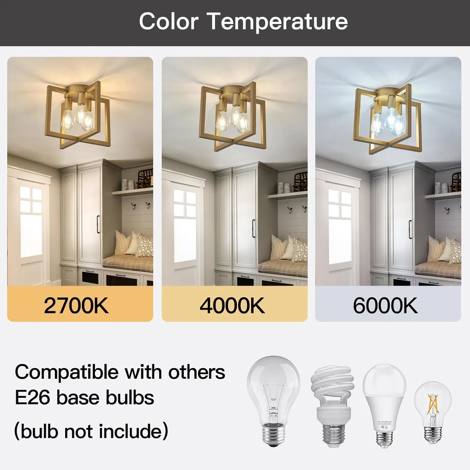 ZGLAOJT 3-Lights Ceiling Light Fixture,Modern Gold Semi Flush Mount Chandelier,Matte Ceiling Lighting for Kitchen Living Room Bedroom Farmhouse Hallway Foyer.