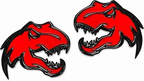 Zhizhong Dinosaur Emblem Fits for Dodge RAM TRX 1500 2500 3500 ~Stick it Anywhere (1 Pair, Red)