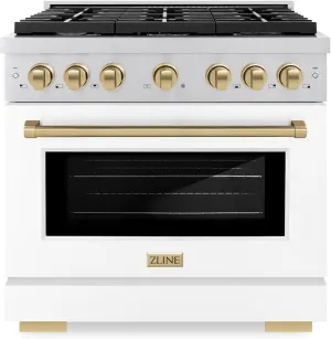 ZLINE Autograph 36" Paramount Dual Fuel Range w/White Door & Bronze Accents (SDRZ-WM-36-CB)