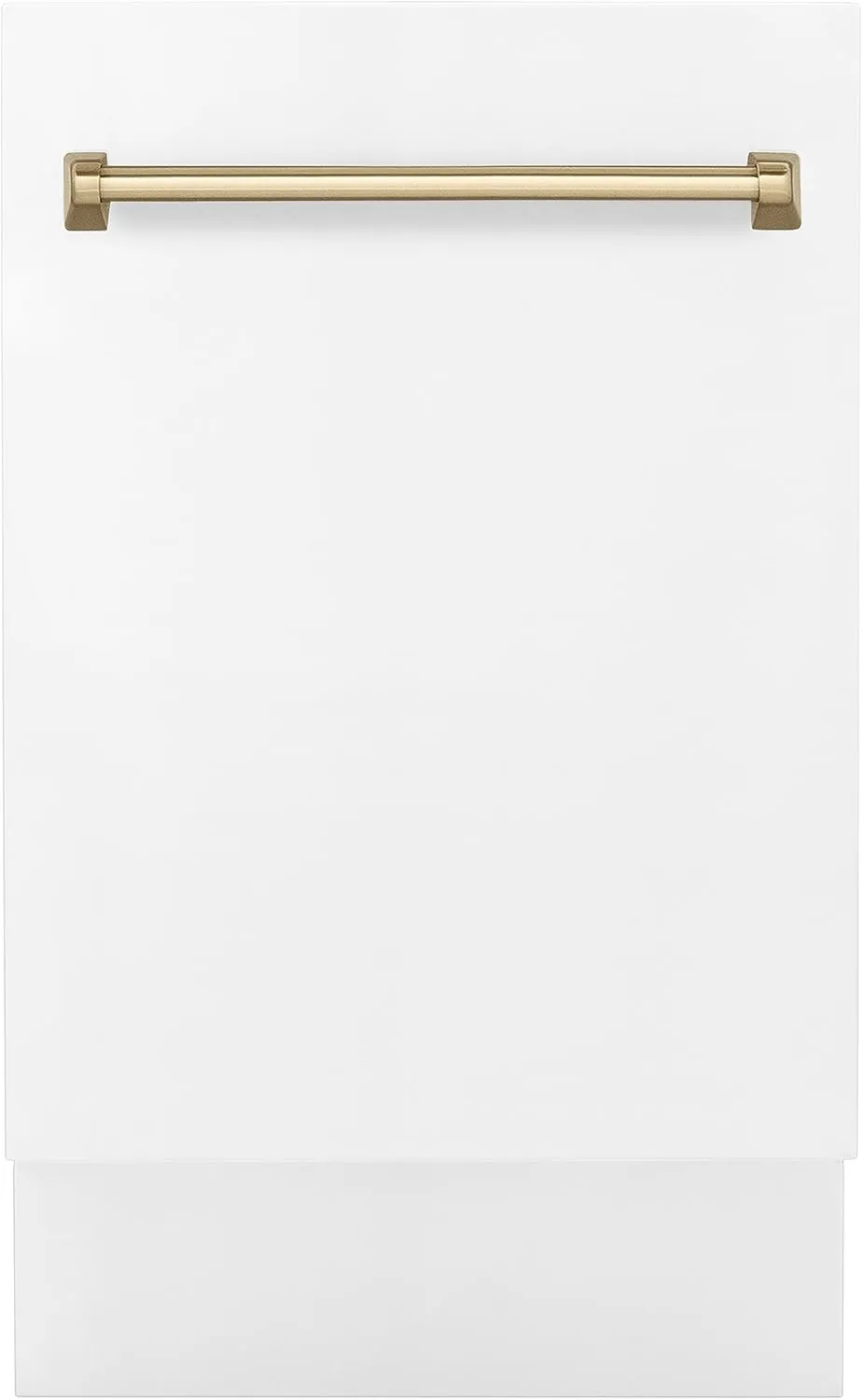 ZLINE Autograph Edition 18" Compact 3rd Rack Top Control Dishwasher in White Matte with Champagne Bronze Handle, 51dBa (DWVZ-WM-18-CB)