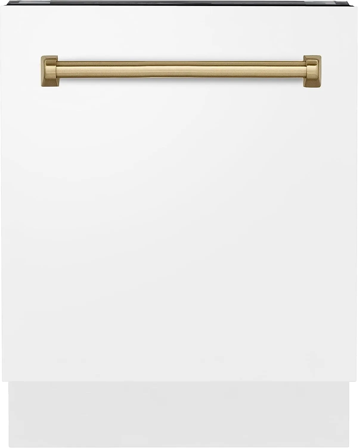 ZLINE Autograph Edition 24" 3rd Rack Top Control Tall Tub Dishwasher in White Matte with Champagne Bronze Handle, 51dBa (DWVZ-WM-24-CB)