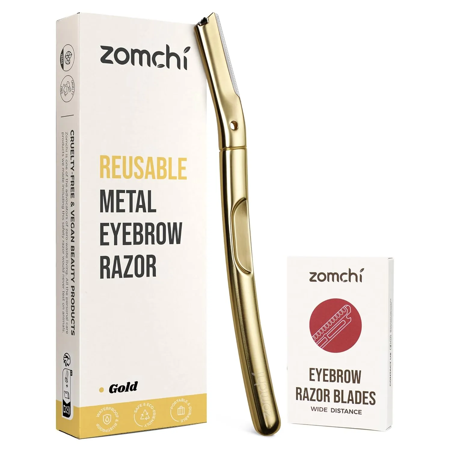 ZOMCHI Gold Dermaplaning Razor and 10pcs Wide Blade Refills