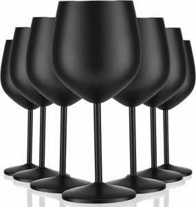 Zopeal 8 Set Stainless Steel Wine Glasses 18 oz Stainless Steel Stem Wine Goblets Unbreakable Black Matte Metal Cups for Outdoor Camping Pool Travel Picnics Events Birthday Party Wedding Anniversary
