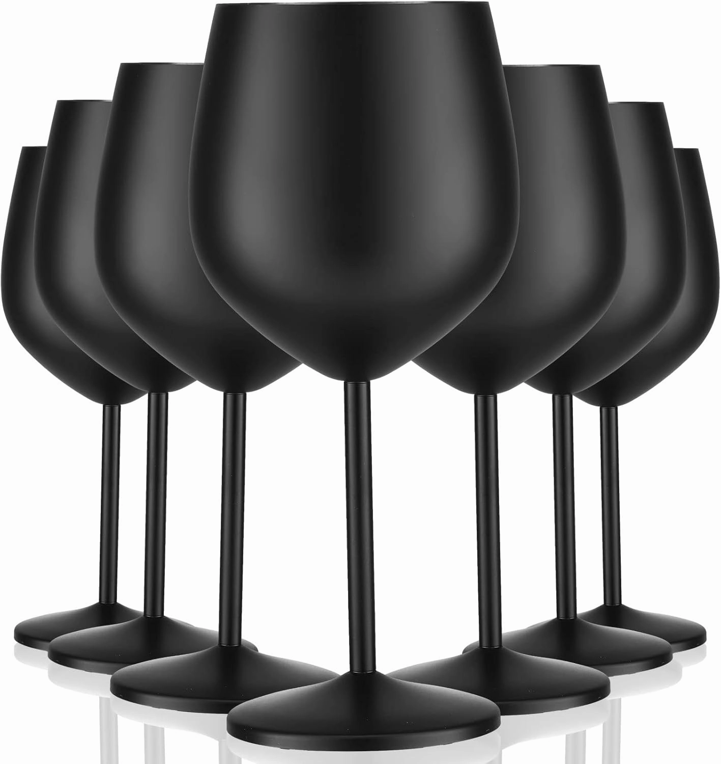 Zopeal 8 Set Stainless Steel Wine Glasses 18 oz Stainless Steel Stem Wine Goblets Unbreakable Black Matte Metal Cups for Outdoor Camping Pool Travel Picnics Events Birthday Party Wedding Anniversary