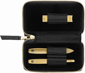 ZWILLING TWINOX Manicure Set 3-piece, Gold Edition, Care for hands and feet with nail clipper, Stainless steel, Black