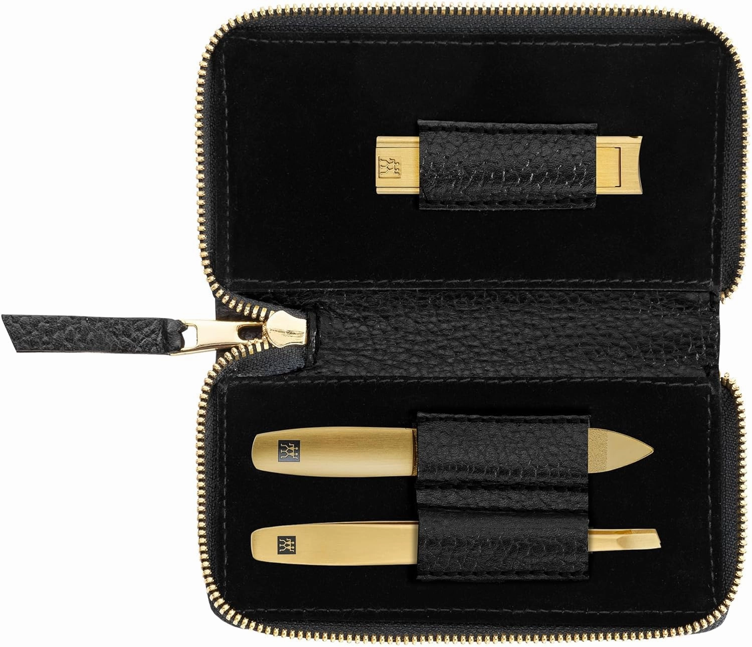 ZWILLING TWINOX Manicure Set 3-piece, Gold Edition, Care for hands and feet with nail clipper, Stainless steel, Black